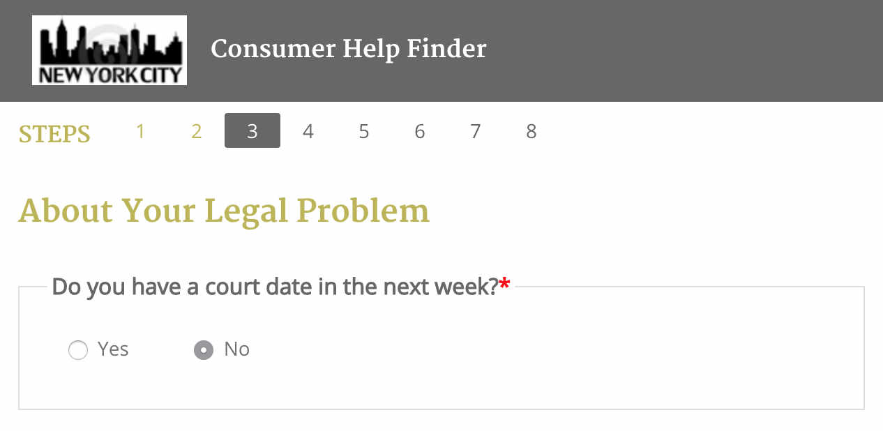 consumer help finder screenshot.