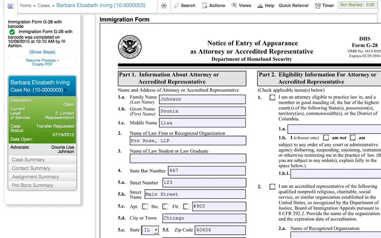 Immigration Forms screenshot.