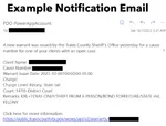 Example Travis County warrant notification email.